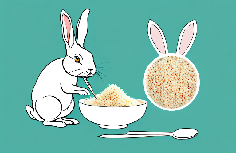 A rabbit eating couscous