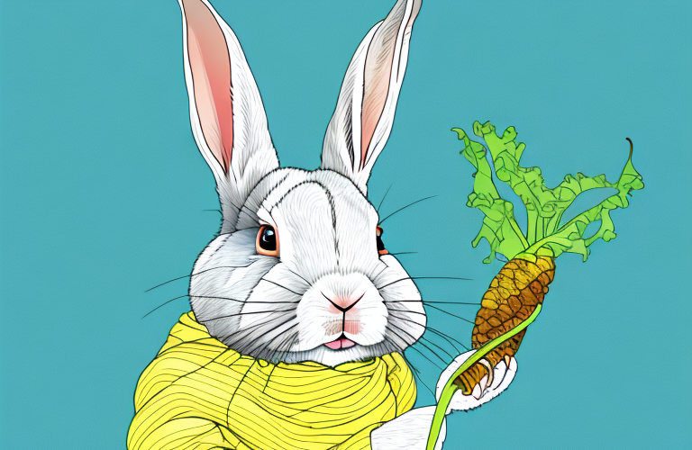A rabbit eating a plantain