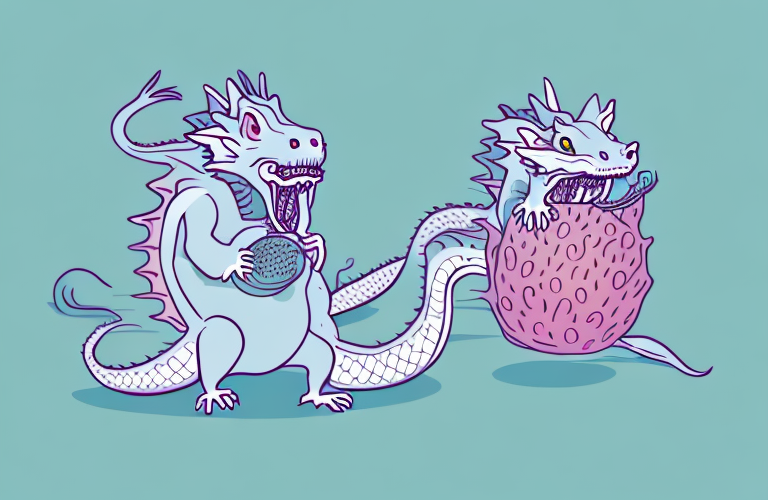A gerbil eating a dragon fruit