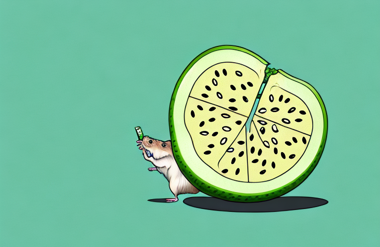 A gerbil eating a honeydew melon