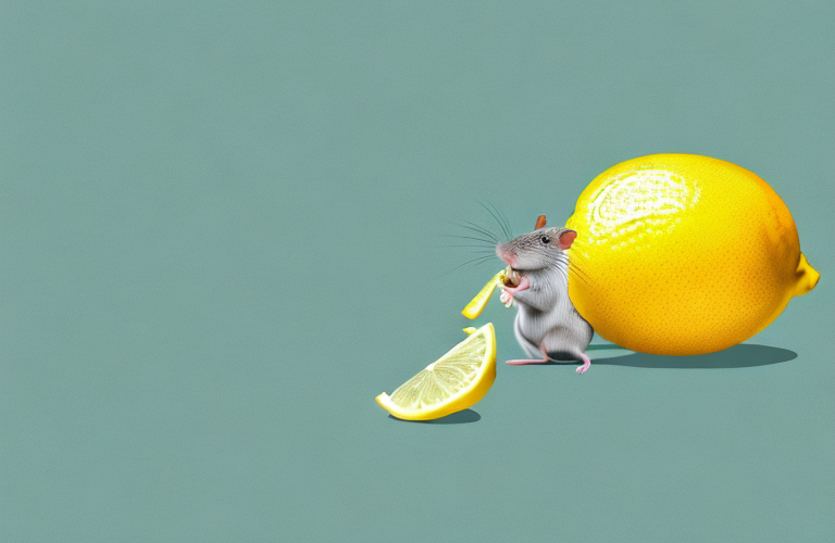 A gerbil eating a lemon