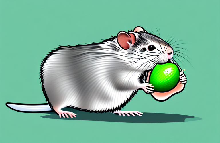 A gerbil eating a lime