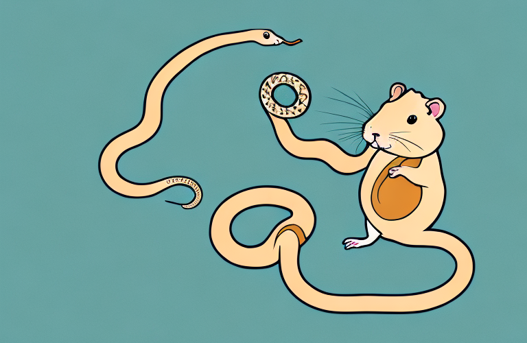 A hamster eating a snake