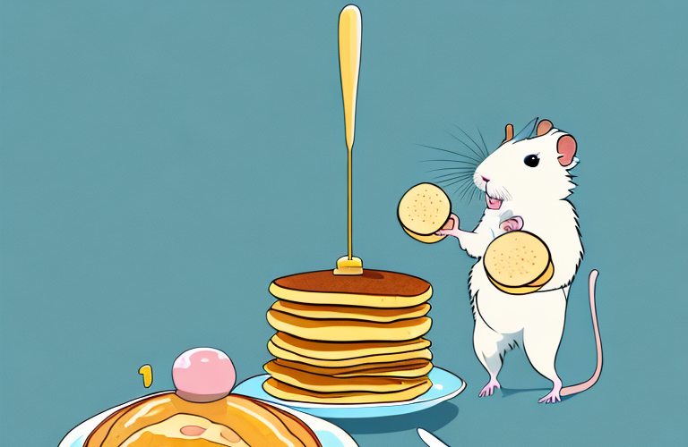 A gerbil eating a pancake