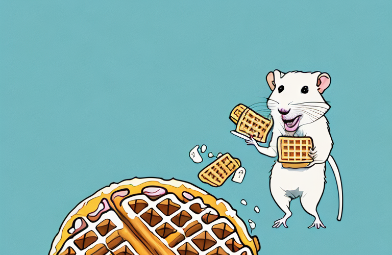 A gerbil eating a waffle