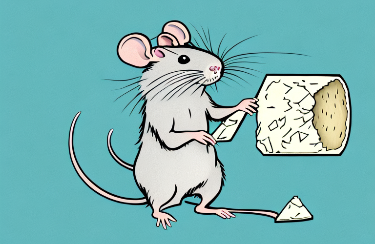A rat eating feta cheese