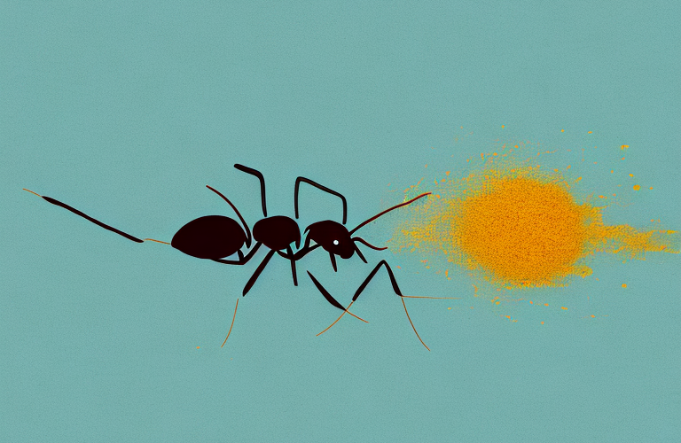 An ant carrying a single saffron thread